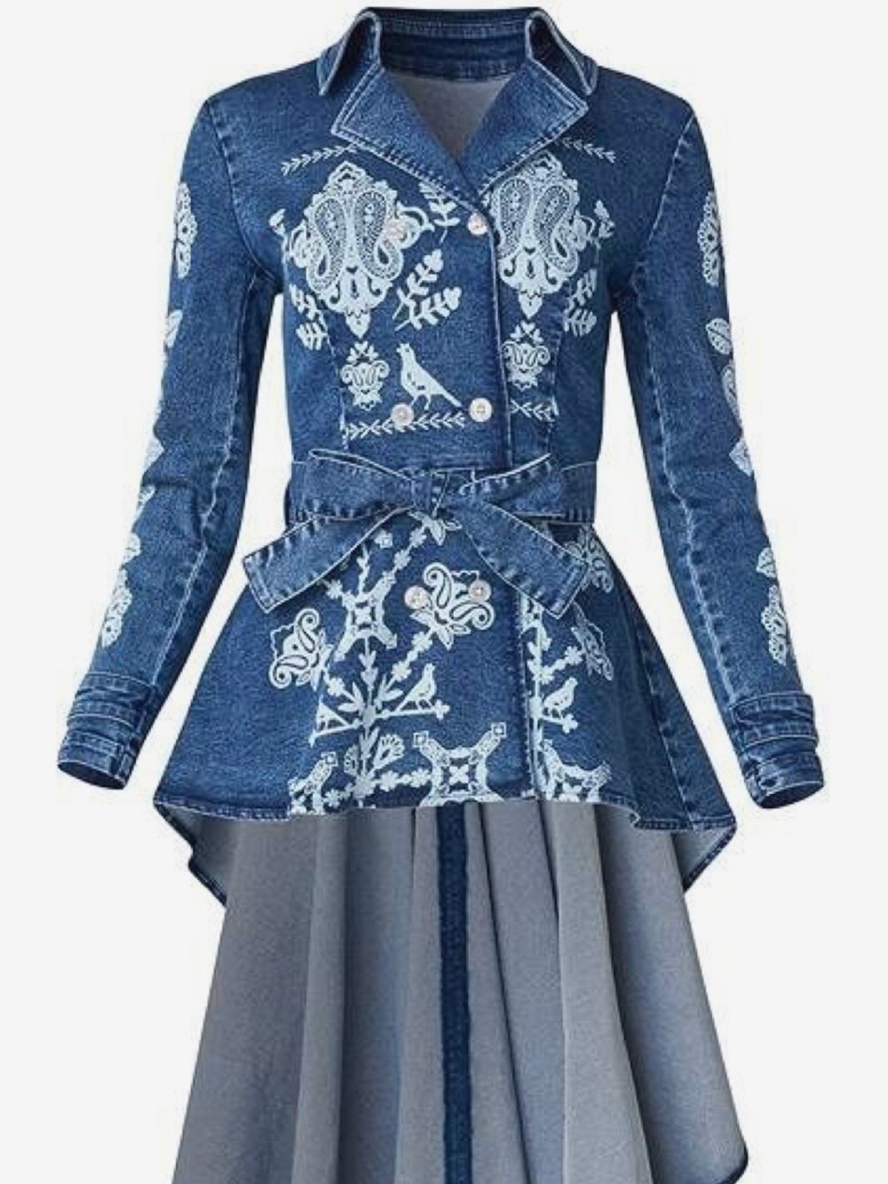 Venus Denim Embroidered High-Low Jacket- Blue size 12 - Picture 6 of 8